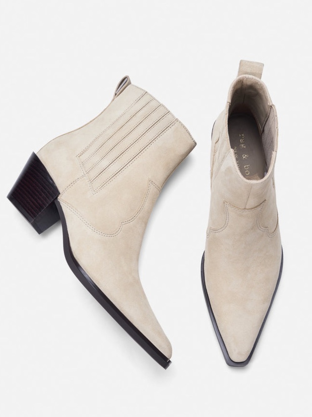 Rag & Bone Dart Suede Pointed Block Heel Western Ankle Booties Boots NWOB $729